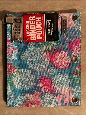 Vaultz Locking Binder Pouch in Turquoise Floral